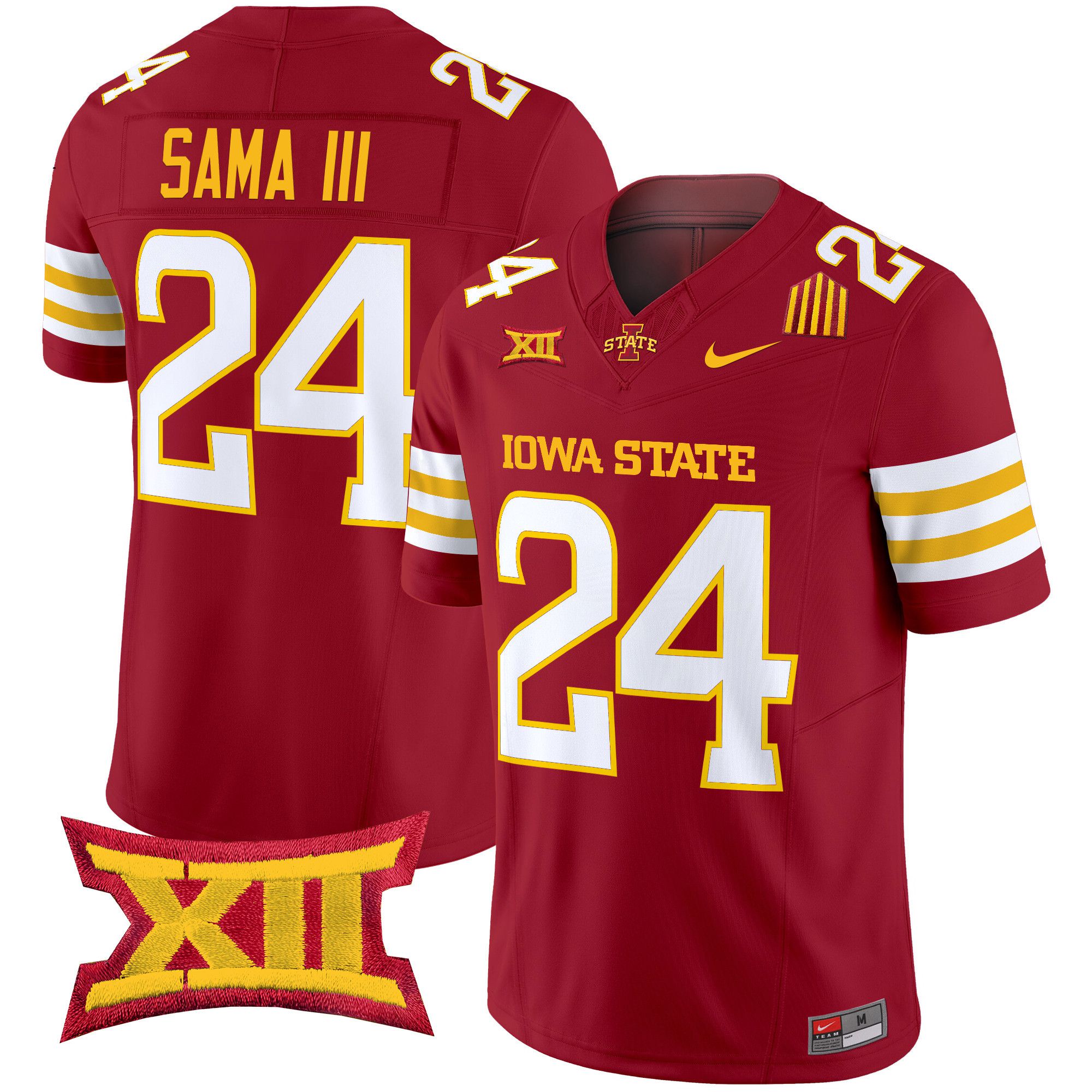 Men Iowa State Cyclones #24 Sama iii Red Nike 2024 Vapor Limited NCAA Jersey style 1